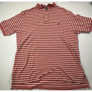 Vintage Polo Ralph Lauren Polo Shirt Mens 2XL Tall Pink And White Striped‎
